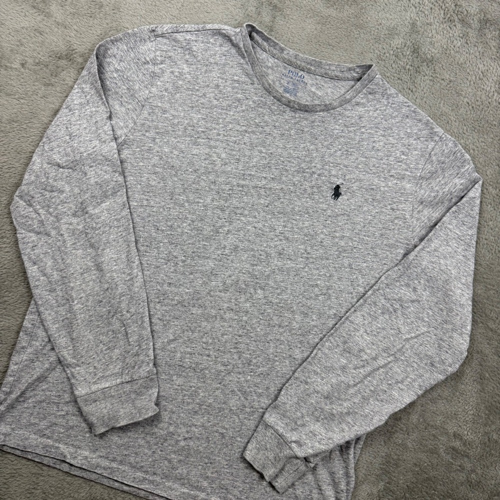 Polo Ralph Lauren T-Shirt Mens Medium Grey Excellent Long Sleeve Pony Logo 4426